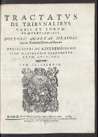 Tractatus de tribunalibus urbis & eorum preventionibus